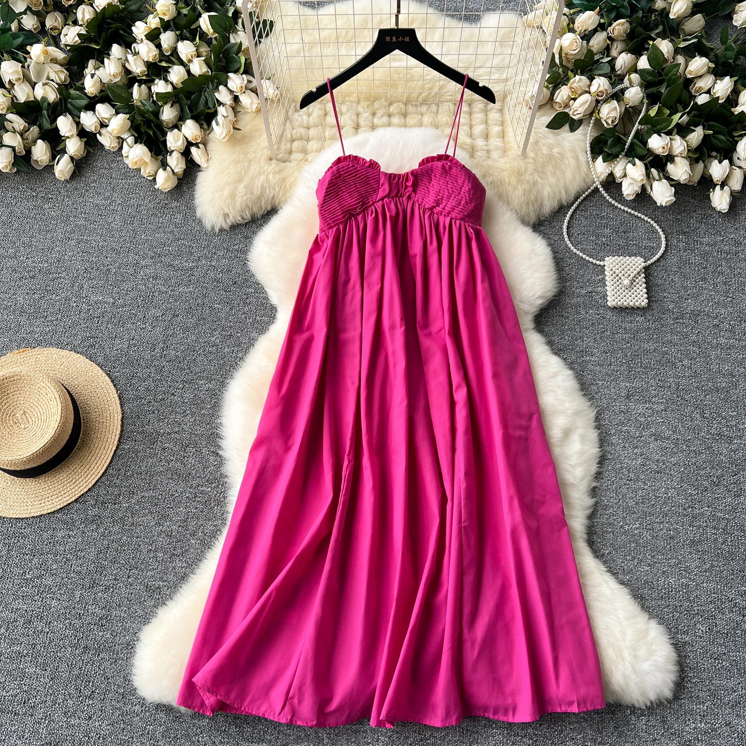 

Elegant backless Slip Dress Fairy A-line bohemian Vestidos korean fashion Women summer Beach Sweet loose dresses