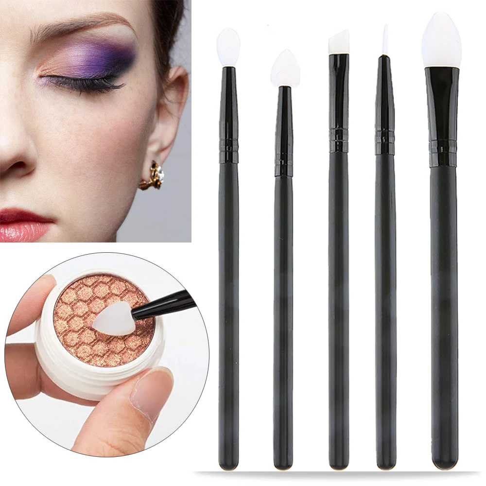 5 pz Silicone ombretto pennello labbro sopracciglio Eyeliner applicatore  occhi pennelli trucco professionale ombretto bellezza strumenti cosmetici -  AliExpress