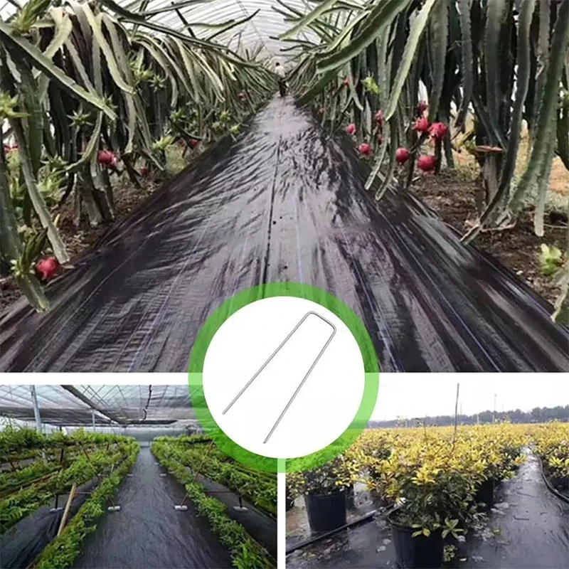 U-shaped Ground Nails Pipe Mulch Nails Green Lawn Succulent Tent Fixed Galvanized Steel Grass-proof Cloth Ground