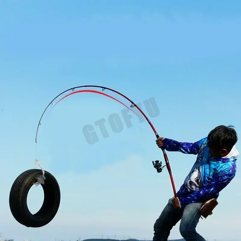 Portable Fishing Boat Rod Lure Rod Ultralight Hard Carbon Fishing Pole 1.8 M 2.1 M 2.4 Red Three-section fishing rod