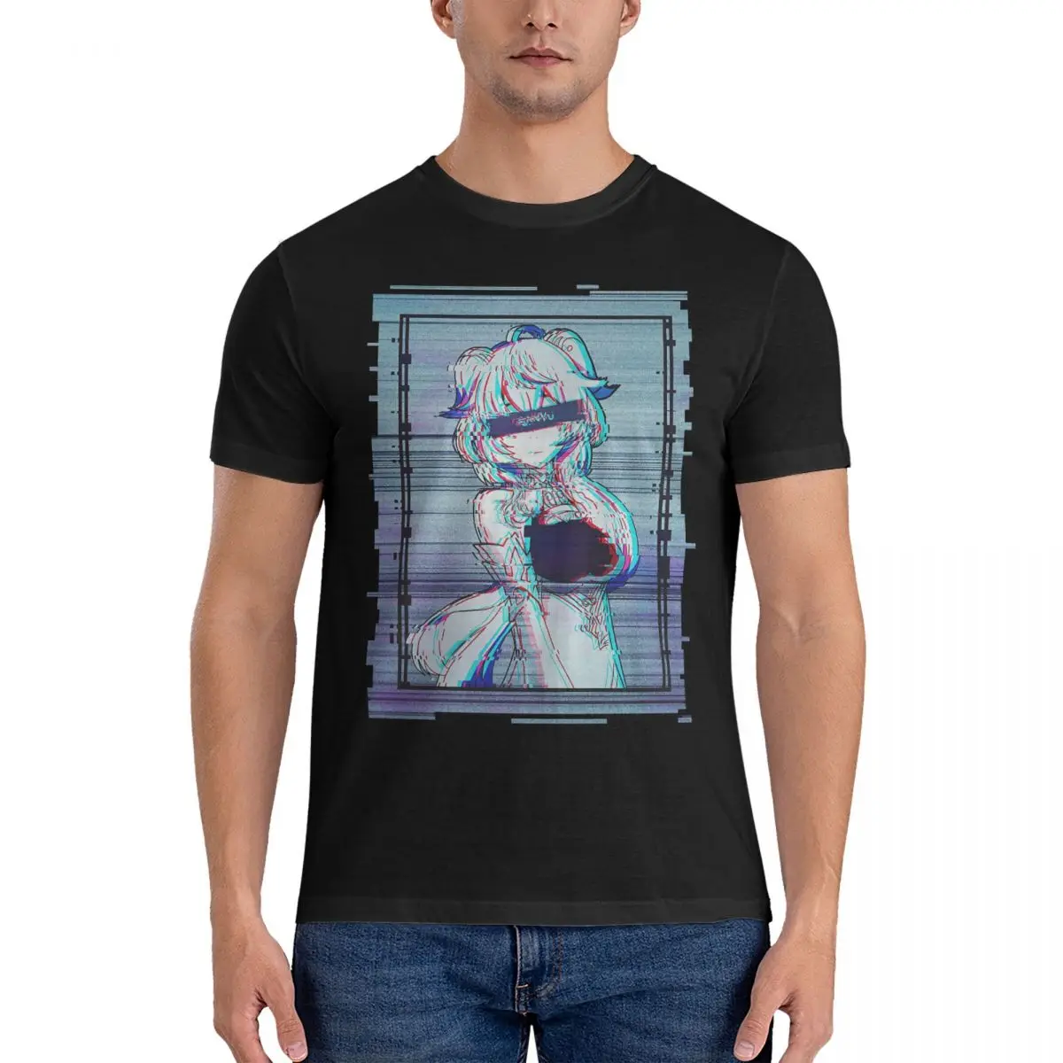 

Мужская футболка Ganyu, винтажная хлопковая футболка с коротким рукавом G-Genshin Impact, Уникальные топы с круглым вырезом