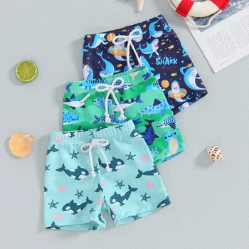 Toddler Boys Swim Trunks Shark Print Elastic Waist Swim Shorts Little Boys Bathing Suit Swimsuit Toddler Boy Swimwear 1