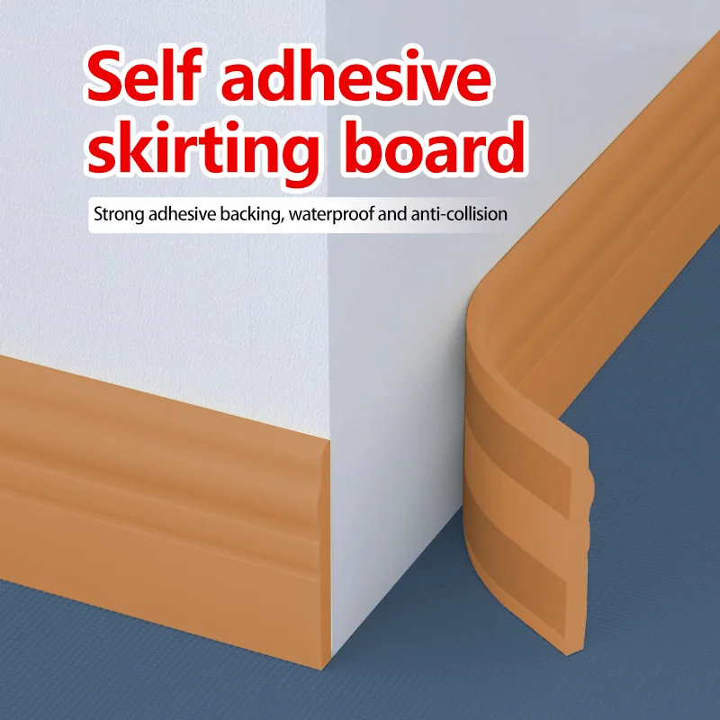 Decorative 3-Meter Skirting Board with Self-Adhesive Backing and Anti-Collision Design