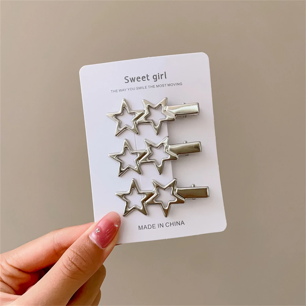 3/6/9/12Pcs Girl Y2k Hair pins Silver Metal Duckbill Clip Women Hair Clips Side Bangs Female Ladies Barrettes Hair Accessories 3