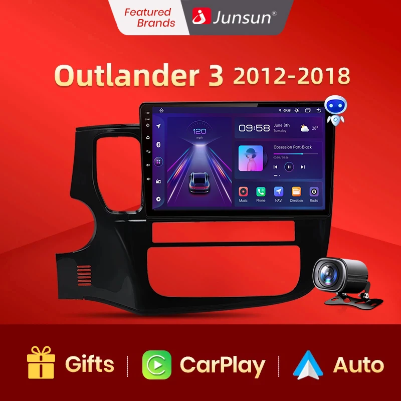 Junsun V1 AI Voice Wireless CarPlay Android Auto Radio for Mitsubishi Outlander 3 GF0W GG0W 2012