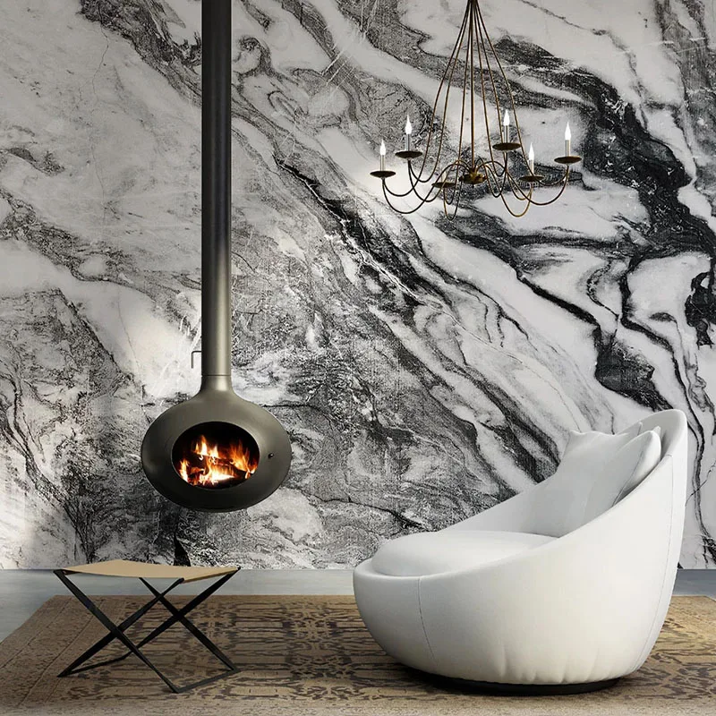 Papel de Parede Mural Personalizado 3d Preto e Branco Murais de Mármore Sala de Estar Quarto Estudo Decoração da Casa Papel de Parede