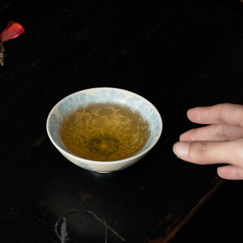 Crystal glaze crystal flower master cup tea cup kiln transformed bamboo hat cup personal special gift box set