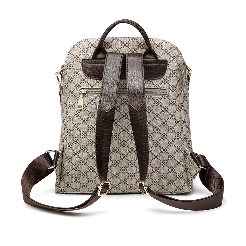 Fashion floral print women backpack pu leather classic design shoulder backpack for teen girls and college student