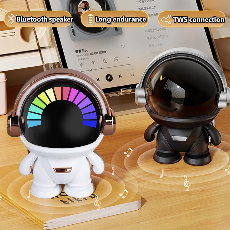 Portable Astronaut Smart Bluetooth Speaker TWS 360 Degree Surround Sound Bluetooth Soundar Subwoofer with Microphone RGB Light