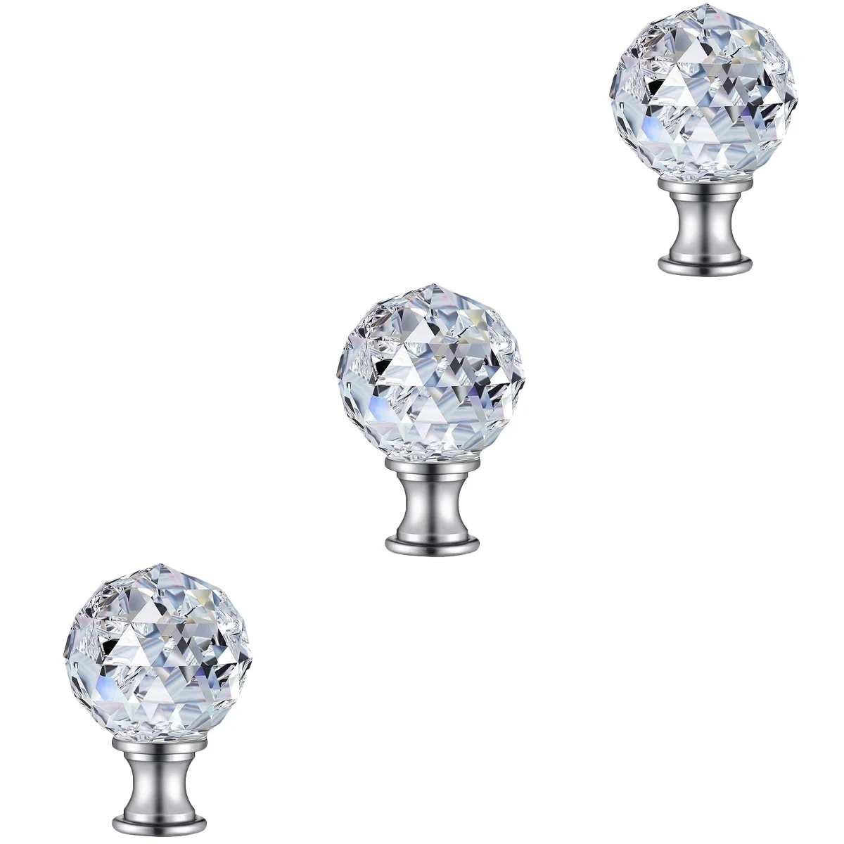 

3pcs Light Screw Cap Lamp Shade Holder Harp Crystal Decorative Light Knob Decor