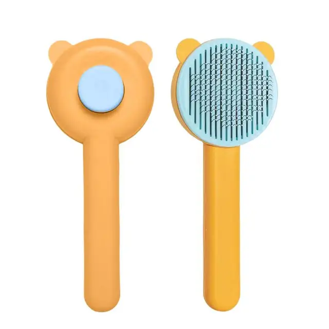 Cat Comb Pet Hair Removal Magic Comb Dog Grooming Brush Hamburger Shape Puppy Kitten Self Cleaning Slicker Needle Comb Supplies