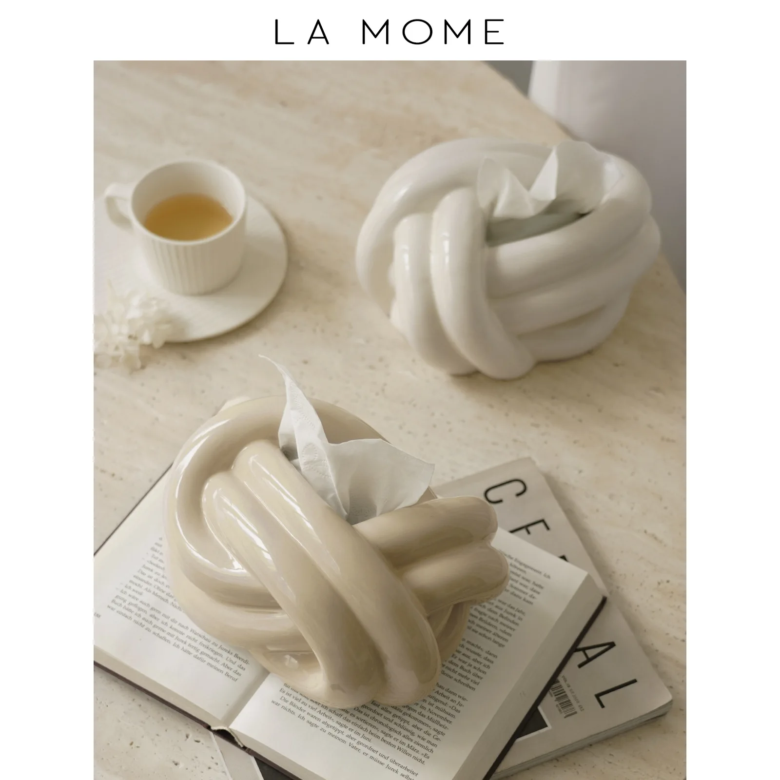 

Creative Ceramic Household Tissue Box Knot European Modern Abstract Art Napkin Holder Home Coffee Table Desktop Paper Towel Box