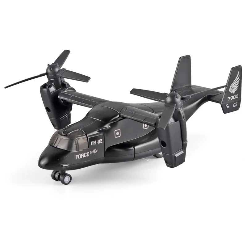 18.5x13.5x7cm Alloy Helicopter Model Toy Children'S Sound And Light Simulation Helicopter Osprey Transport Children'S Toy children s inertial toy engineering vehicle sound and light double deck large transport cars pull back car airplane model set