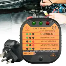 

Socket Testers EU Plug Ground Neutral Fire Plug Polarity Wiring RCD Phase Detection Check Leakage Test Q2H4