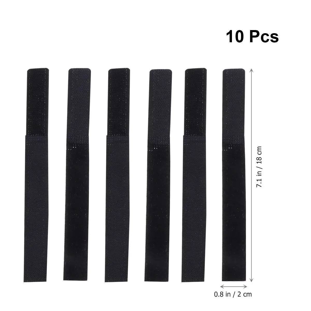 10개 2X18Cm 검정색 재사용 가능 케이블 스트랩 후크 루프 고정 타이 와이어 코드 정리 세트 케이블 타이 재사용 가능 고정 장치