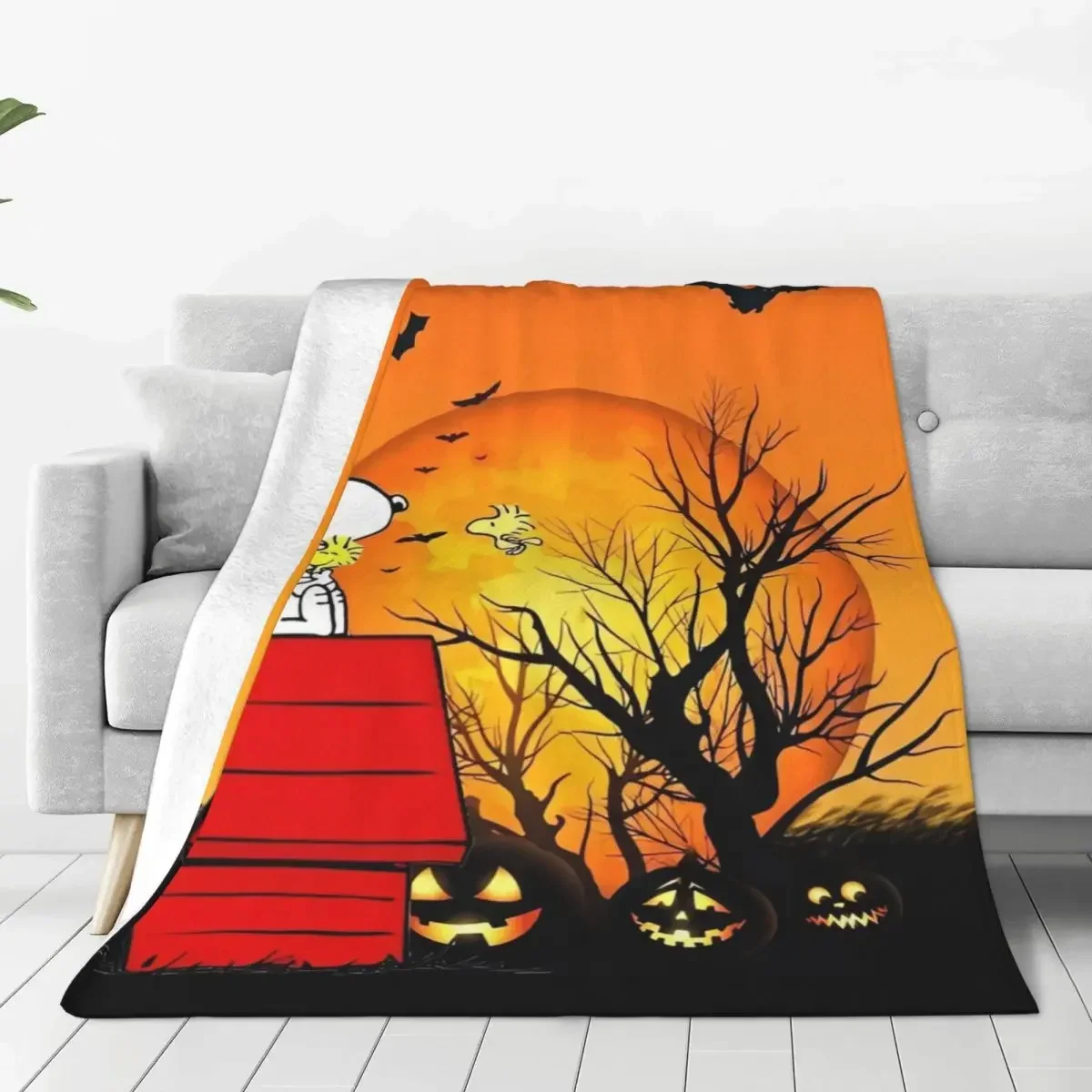 Halloween Halloween Snoopy Soft Warm Blanket Miniso Picnic Plush Throw Blanket Couch Chair Flannel Bedspread Sofa Bed Cover 2