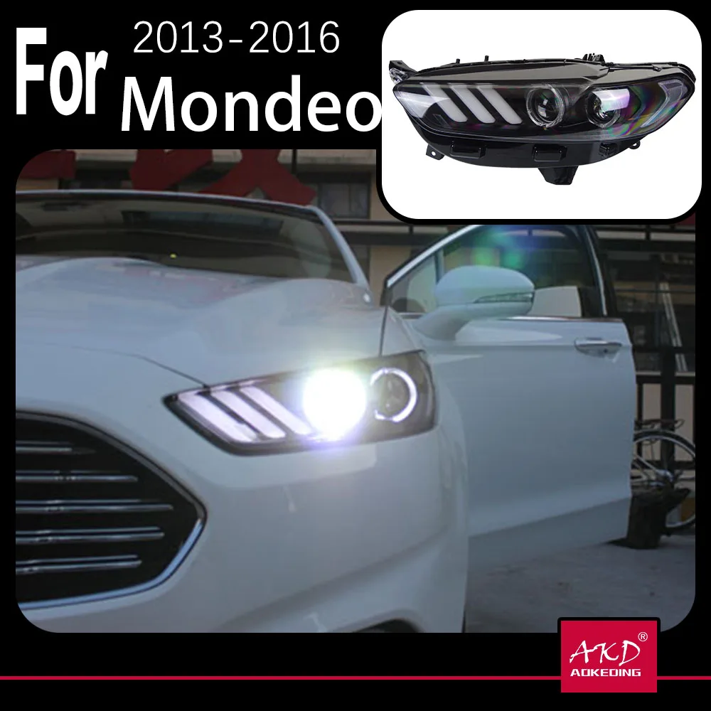 AKD Car Model for Ford Fusion Headlight 2013-2017 Mondeo DRL Mustang Design Hid Dynamic Signal Bi Xenon LED Beam Accessories