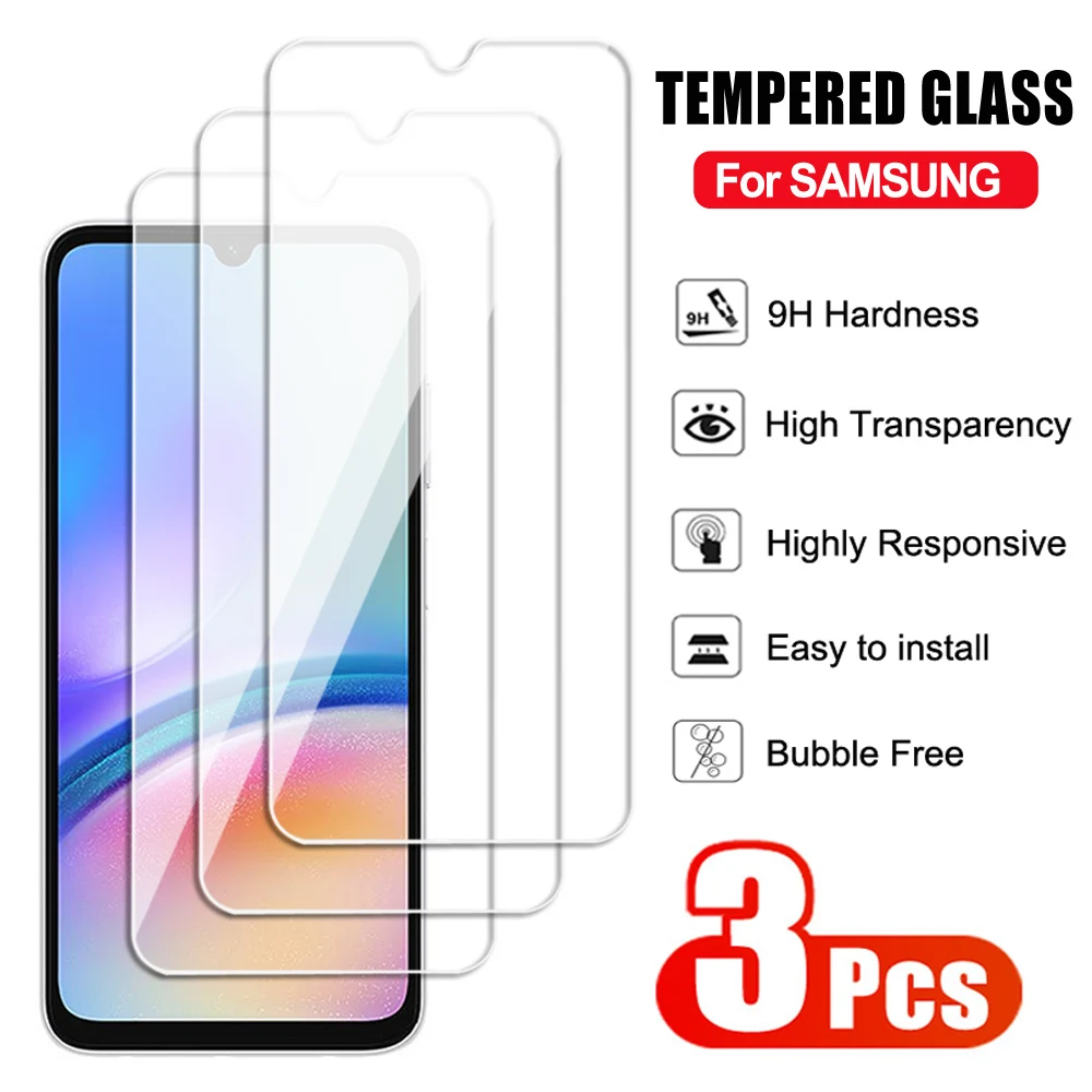 

3Pcs Tempered Glass For Samsung Galaxy A05 A15 A25 A35 A55 Screen Protector A04 A14 A24 A34 A54 F04 F14 F34 F54 Protection Film