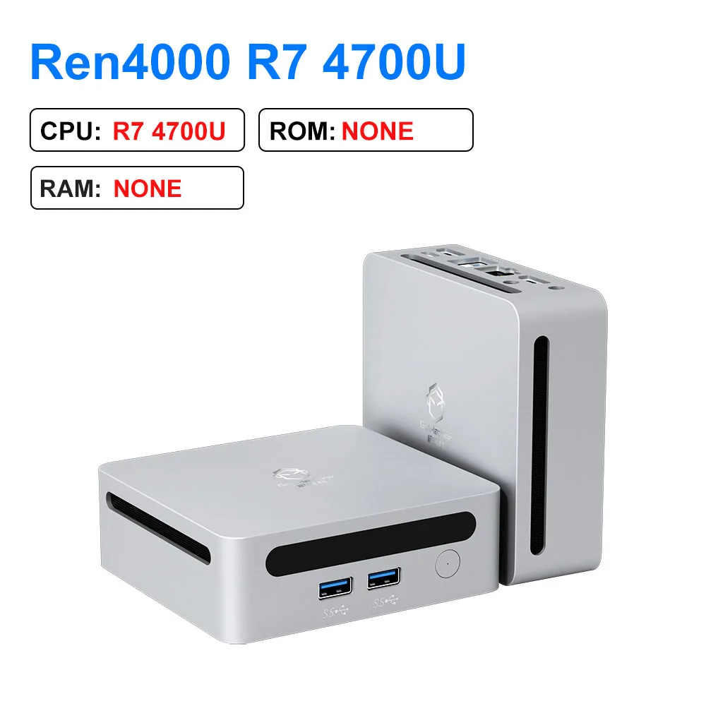 GenMachine 미니 PC Ren4000 4700U AMD Ryzen7 4700U CPU 2.0GHz 최대 4.1GHz 윈도우 11 DDR4 3200Mhz WiFi6 NUC 게이밍 PC