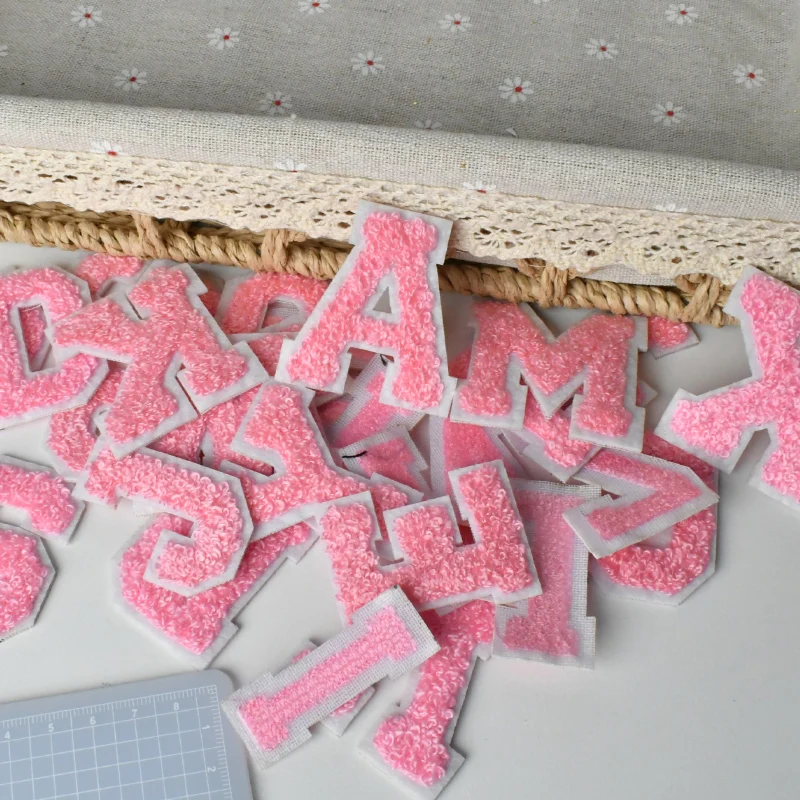 A-Z 5cm Chenille Letter Patches Felt Applique Personalized Phrase Embroidery DIY Craft Clothing Accessories 6 colors chenille sticker patch rhinestone letter patches