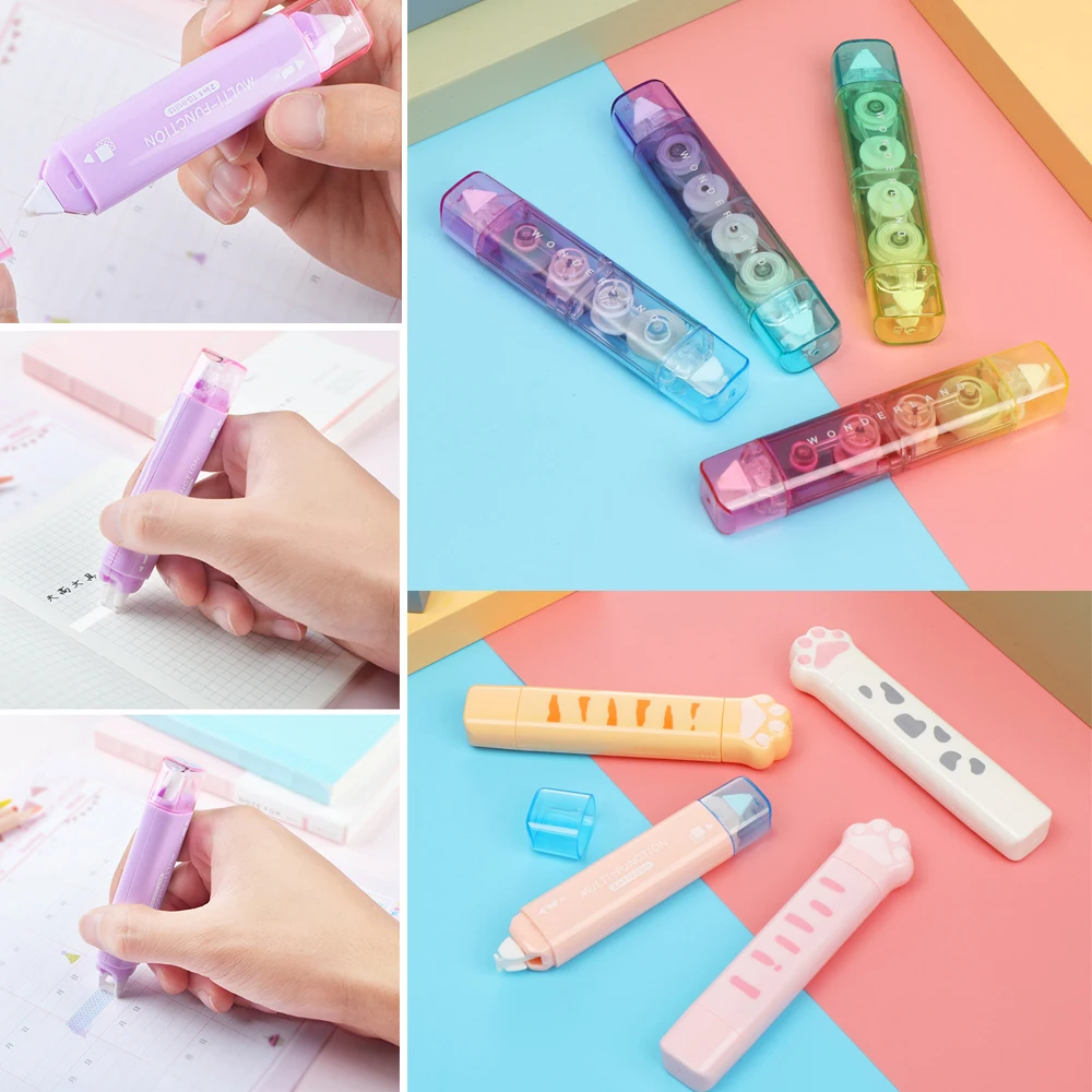 Lovely Scrapbooking Decor 2 in 1 Refillable Correction Tape Double Sided Adhesive Dots Stick Roller Glue Tape Dispenser