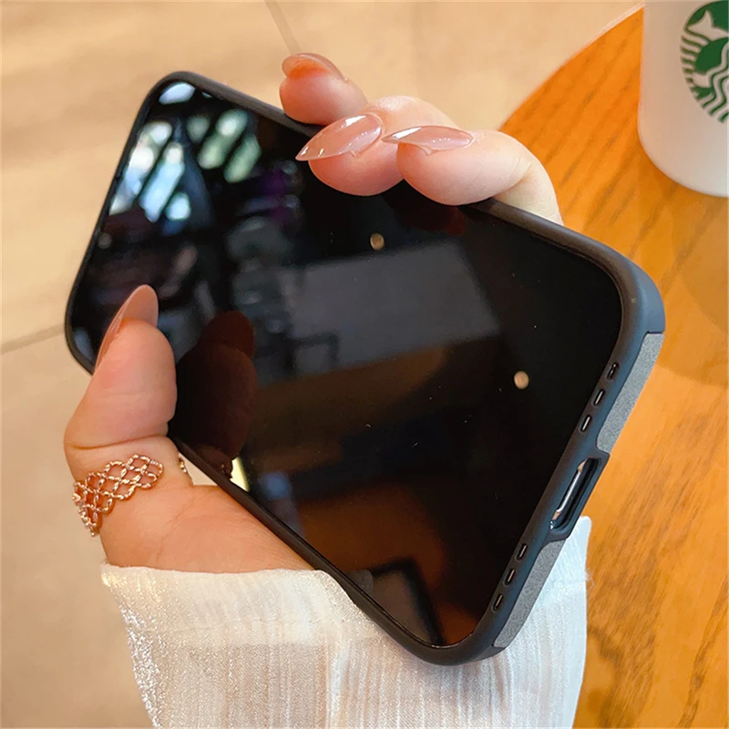 Luxury Shockproof Matte Leather Phone Case with Full Lens Protection