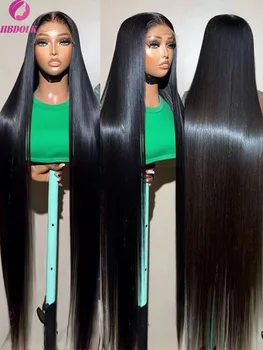 HD Transparent 13x4 Lace Bone Straight Front Human Hair Wig Brazilian 30 40 Inch Pre Plucked 13x6 5x5Lace Frontal Wigs For Women 1
