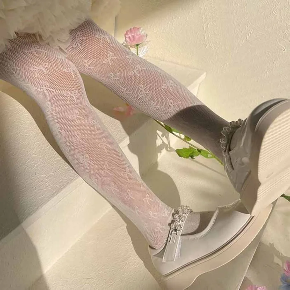 Bow Mesh Thin Baby Girls Pantyhose Spring Summer Kids Princess Tights Children's Stockings Love Soft Hosiery Elasticity Stocking