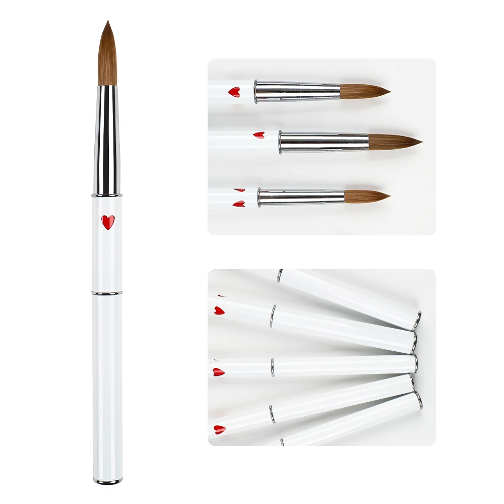 BQAN #8-22 Kolinsky Nail Brushes for Acrylic Nail Brush Round Head Professional Gel Builder Acrylic Powder Brush for Nails 6