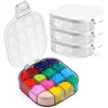 [NOT INCLUDE PIGMENT] 1/4 Pcs Airtight Paint Storage Palette Box with Lid Portable 16 Well Palette Box Palette for Watercolor 1