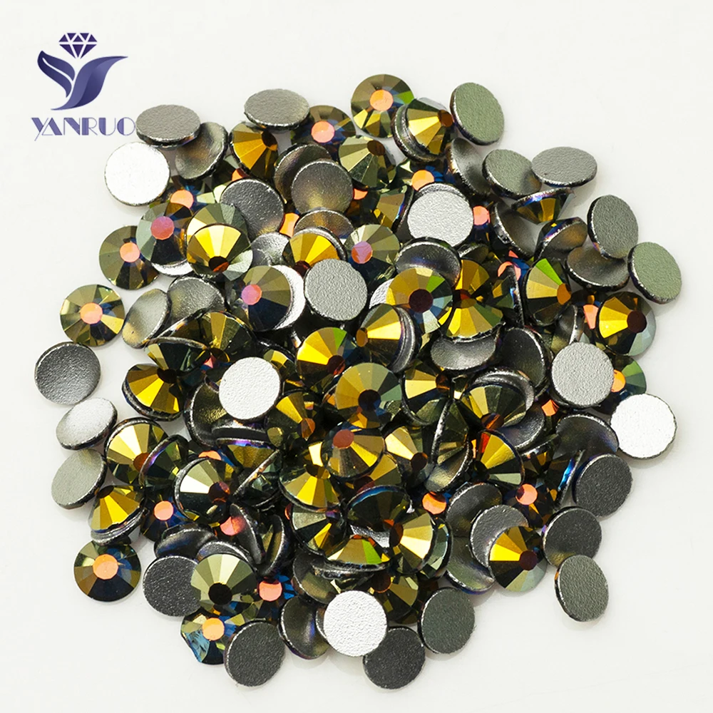 

YANRUO 2058NoHF Стразы для ногтей Montana с AB покрытием с плоской задней частью, не исправление камней для стразы, Железный на кристалле, сделай сам, ремесленный круглый, драгоценные камни, свадебное платье