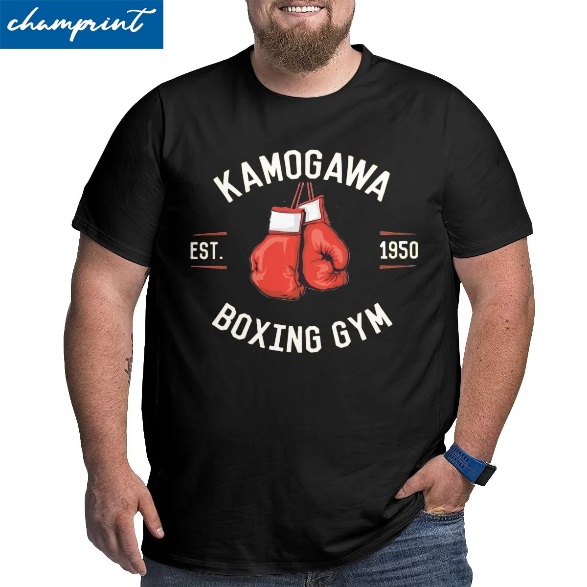 

Hajime No Ippo KBG T Shirt for Men Pure Cotton T-Shirts Kamogawa Boxing Gym Big Tall Tees Short Sleeve Clothes Large 4XL 5XL 6XL