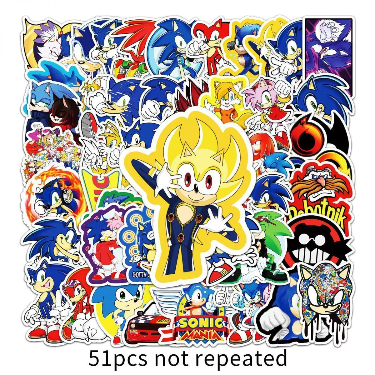 Sonic The Hedgehog Cartoon Graffiti Adesivos, Jogo Criativo, Periférico,  Mala, Decoração para Celular, Alto Valor, 51Pcs