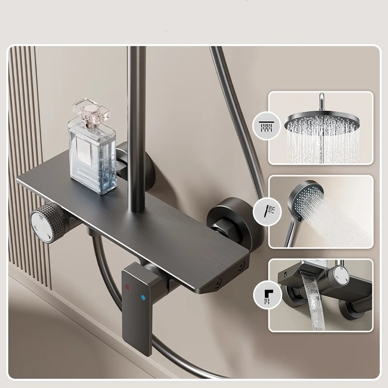 ชุดระบบฝักบัวอาบน้ำ ชุดอาบน้ำทันสมัยสำหรับห้องน้ำ ชุดฝักบัวอาบน้ำสำหรับโรงแรม อพาร์ตเมนต์ อ่างอาบน้ำ ก๊อกผสมน้ำร้อนน้ำเย็น ฝักบัวแบบเรนชาวเวอร์ ชุดอุปกรณ์ครบครัน 1