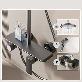 ชุดระบบฝักบัวอาบน้ำ ชุดอาบน้ำทันสมัยสำหรับห้องน้ำ ชุดฝักบัวอาบน้ำสำหรับโรงแรม อพาร์ตเมนต์ อ่างอาบน้ำ ก๊อกผสมน้ำร้อนน้ำเย็น ฝักบัวแบบเรนชาวเวอร์ ชุดอุปกรณ์ครบครัน 1