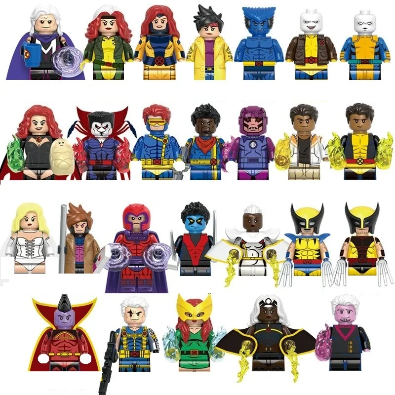 마블 스타 슈퍼히어로 빌딩 블록 X-Men 및 Magneto 미니 조립 인형 어린..