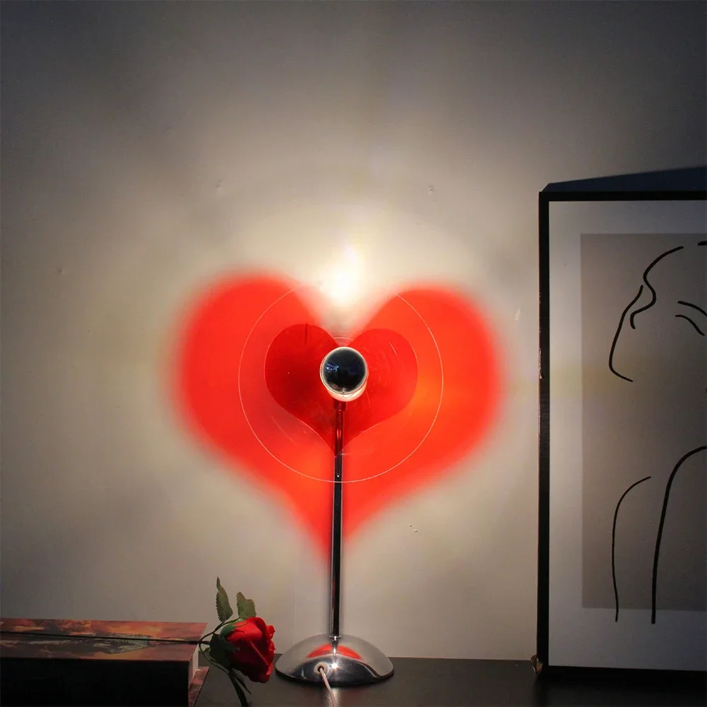 USB Table Lamp Romantic Love Projector Lamp with On/off Switch Shadow Desk Lamp For Photography Home Bedroom Party Decoration
