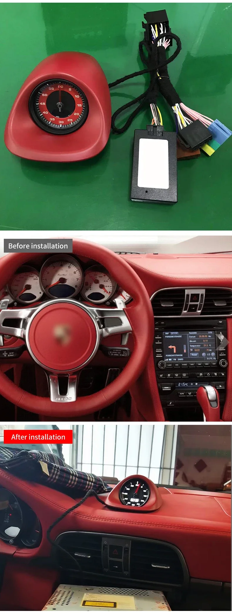 Car Stopwatch For Porsche 911 997 Carrera 987 Cayman 2006-2012 Console Dashboard