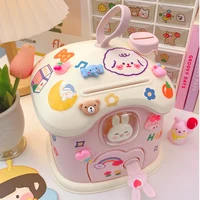 Kids Creative DIY Money Banking Toys Piggy Bank Money Saving Pot Coin Banks Coin Box With Lock Key Christmas Gift Toy For Girl 1