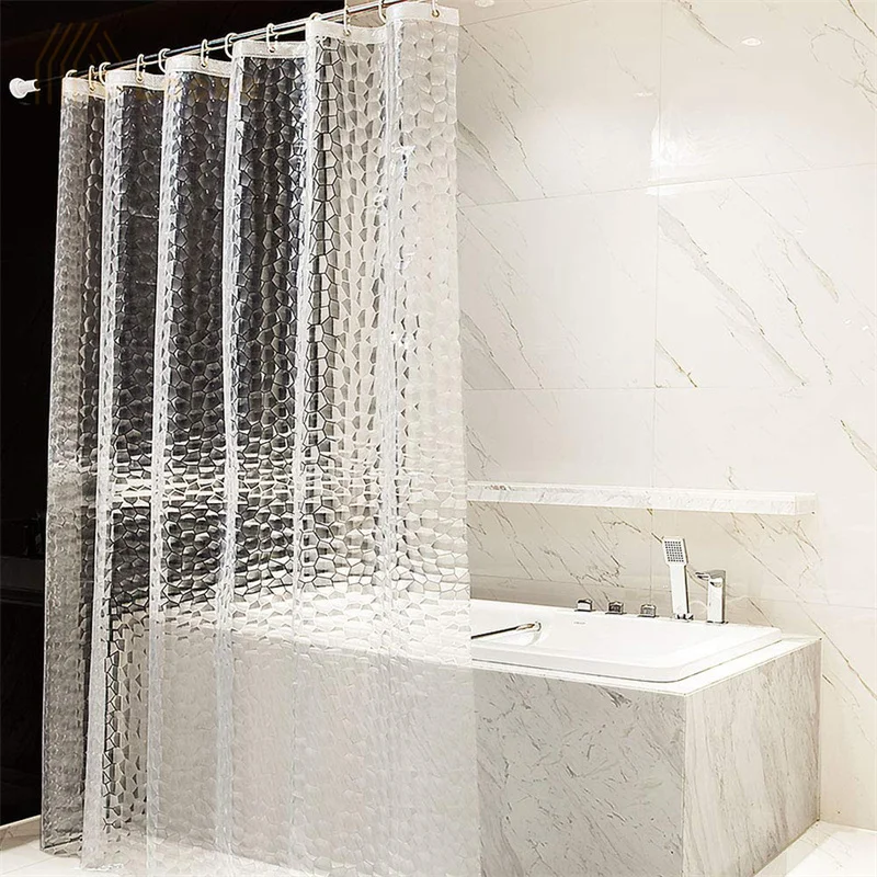 Plastic Pvc 3d Waterproof Shower Curtain Transparent White Clear