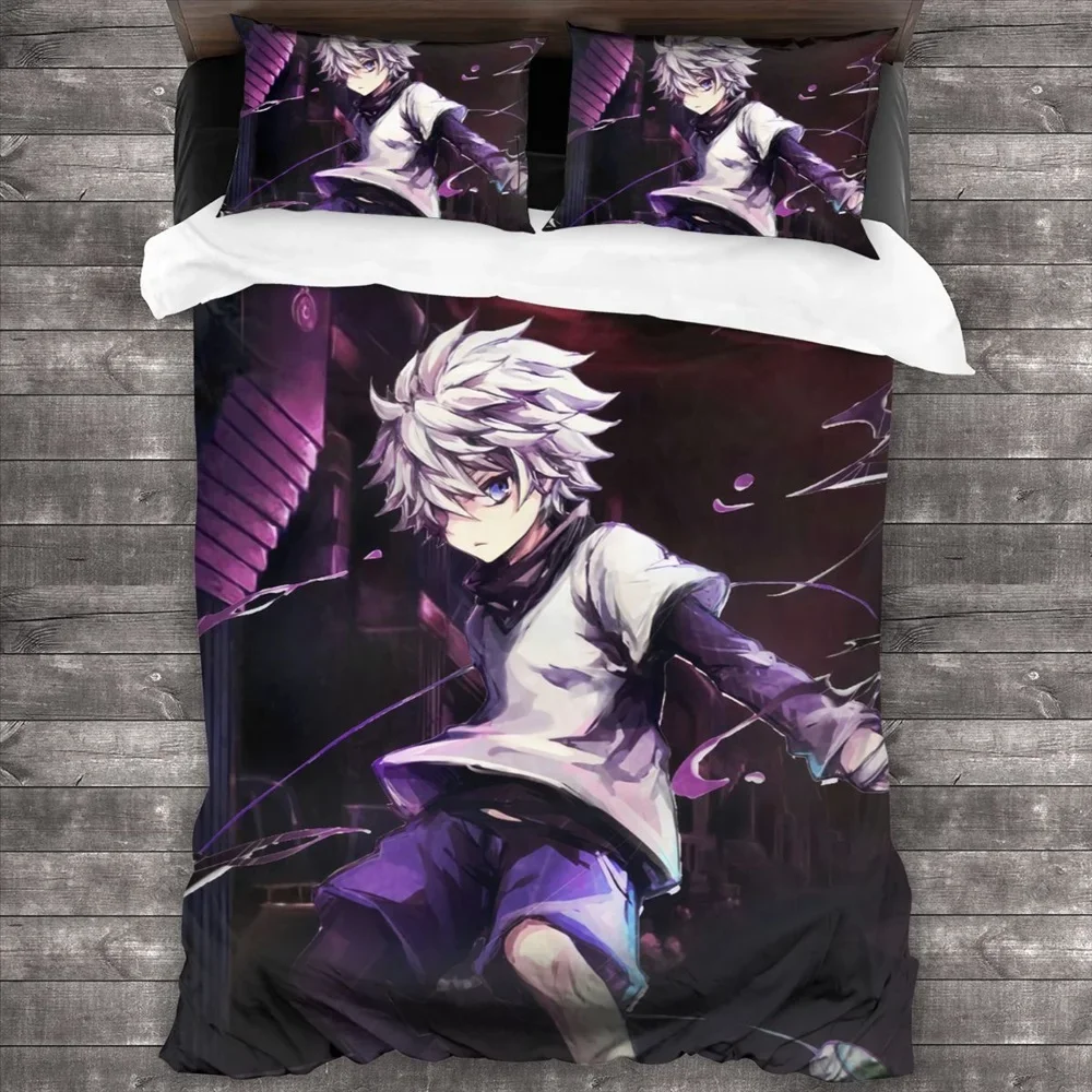Anime Hunter X Hunter Bedding Set 3 Pieces Cartoon Duvet Cover Quilt Cover Japanese Manga Home Textiles Bedroom Decor