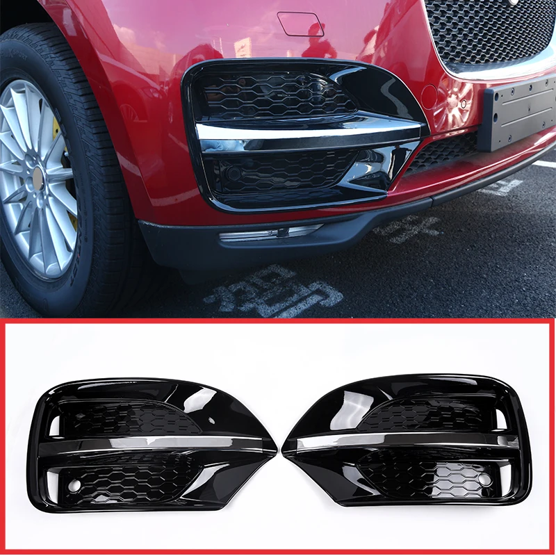 

4 Pcs For Jaguar F-Pace f pace X761 2016 Car-Styling Glossy Black ABS Chrome Front Fog Lamp Frame Cover Trim Accessories