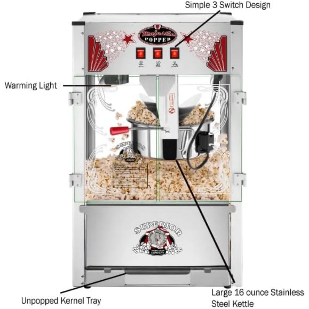 Popcorn Machine-Extra Large Movie Theater Style Popper with 16oz Kettle