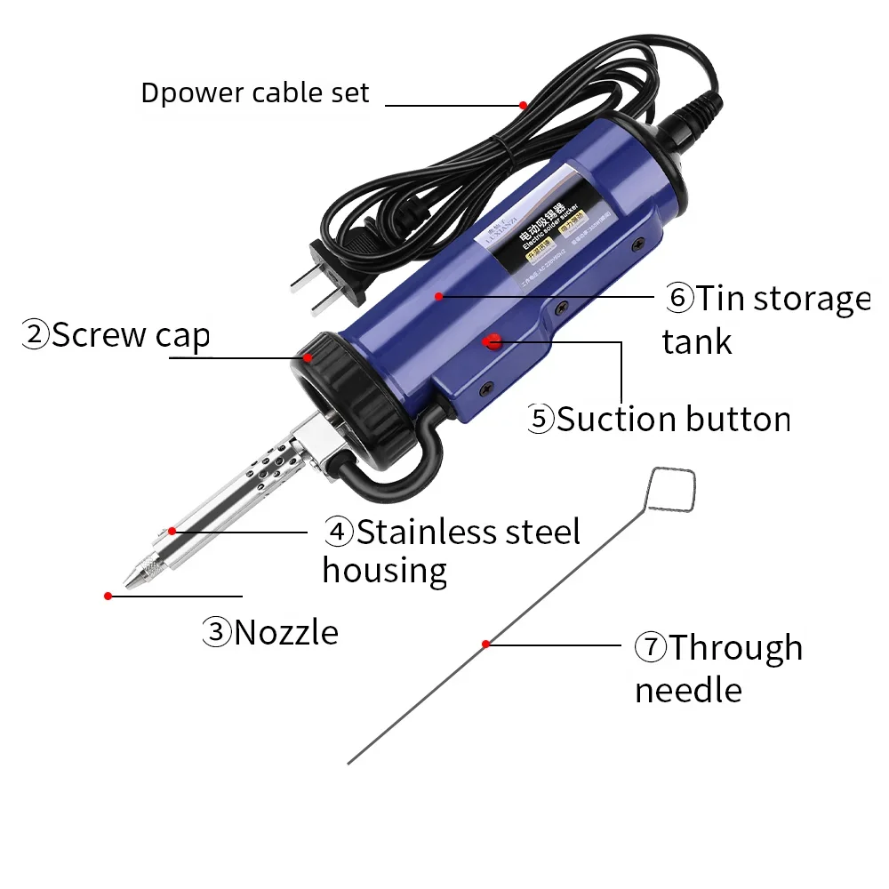 LUXIANZI Electric Suction Tin Gun Powerful Desoldering Pump Hand Welding Tools Removal Vacuum Soldering Sucker Pen Desolder