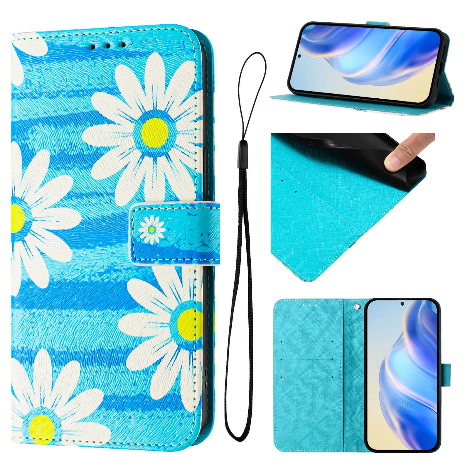 Leather Magnetic Flip Wallet Phone Case with Card Slots and Holder