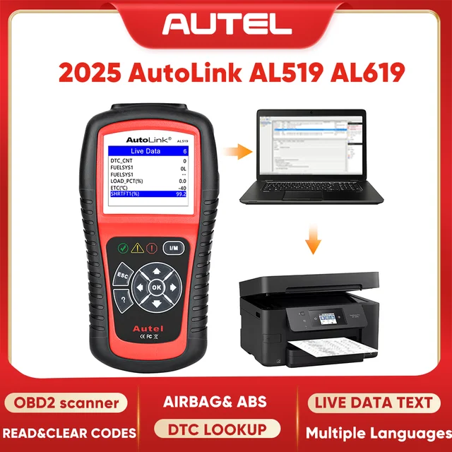 Autel AL619 AL519 OBD2 Scanner Car Diagnostic Tool Code Reader Automotriz ABS,SRS Automotive EOBD Diagnostic Scanner Scan Tool 1