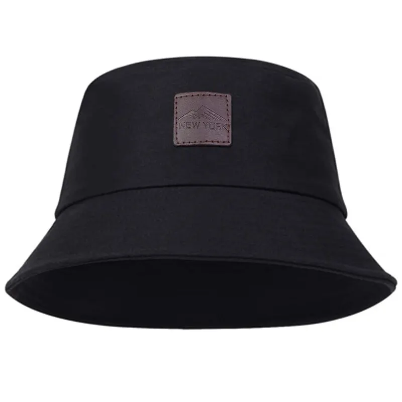 Unisex New York Leather Label Fashion Bucket Hat - Outdoor Casual Sunscreen Cap