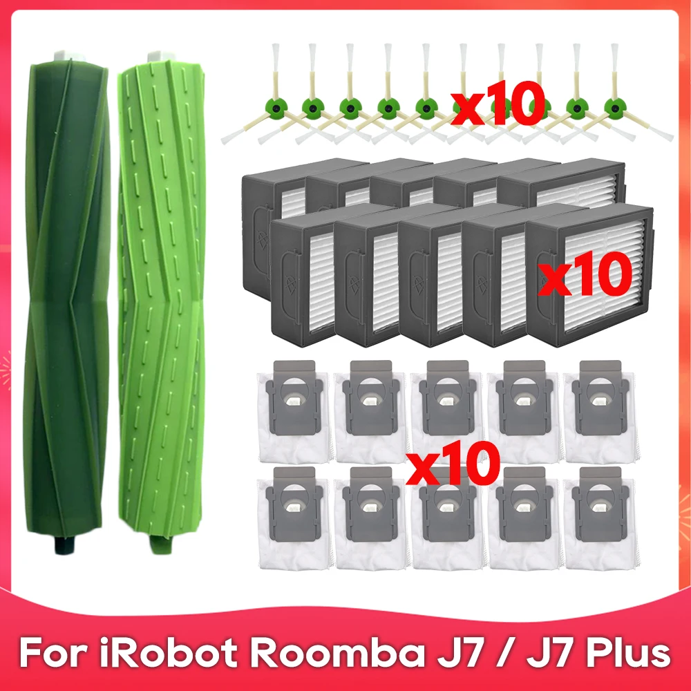 Fit For iRobot Romba J7+ / J7 / J9+ Roller Side Brush Hepa Filter Dust Bag Robot Vacuum Cleaner Spare Part Accessory