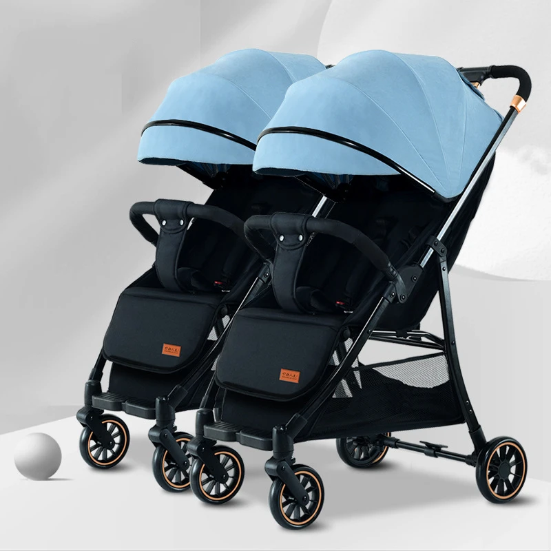 Double stroller lightweight side side stroller two large seats with individual recline upgraded version sit or lie down detachable