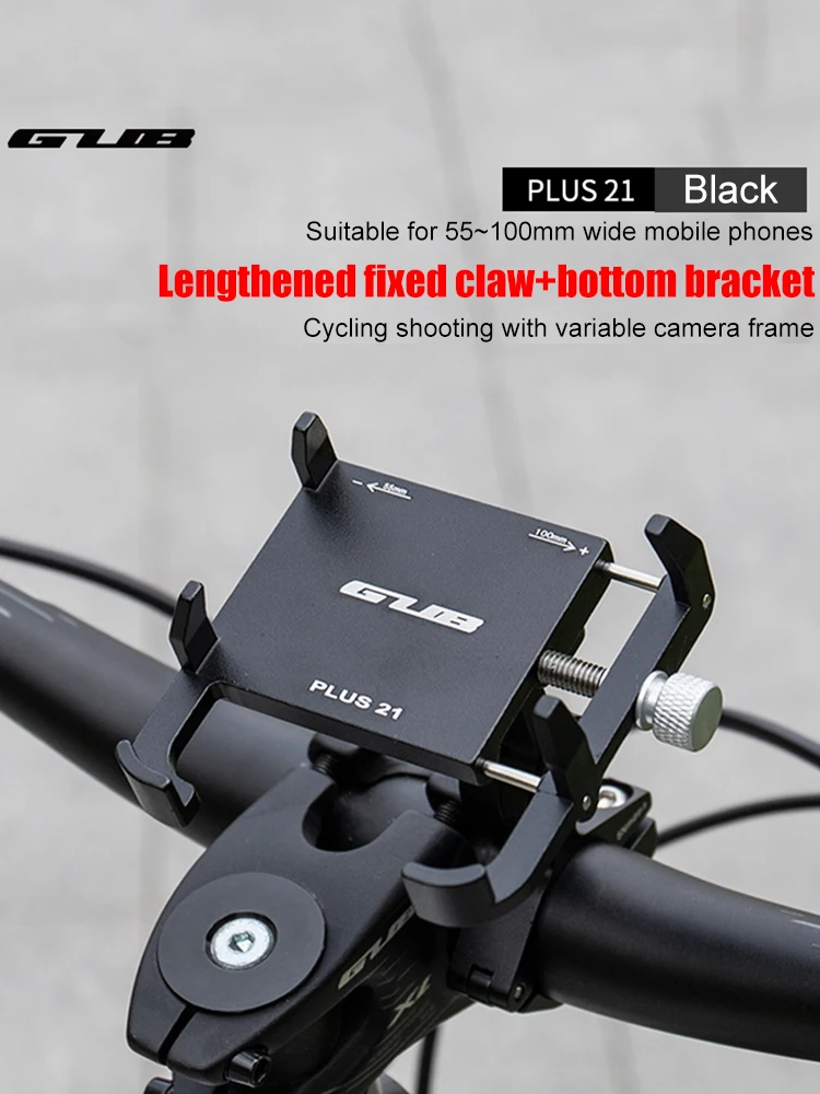 GUB PLUS 21 Motorcycle Bike Phone Holder Aluminum Alloy Cell Phone Holder Bracket Rotatable Adjustable 22.2-31.8mm Handlebar
